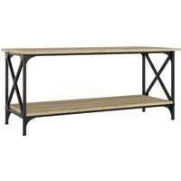 vidaXL Coffee Table Sonoma Oak in Engineered Wood and Iron - Rectangular Modern Style for Living Rooms and Lounges; With Additional Shelf for Organized Storage