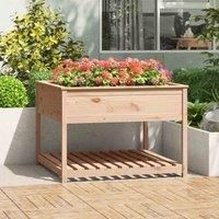 vidaXL Solid Wood Pine Planter with Shelf - Rustic Wooden Home and Garden Decor - Spacious Square Flower Box with Practical Storage Shelf - Ideal for Indoor or Outdoor Use and Comfortable Height