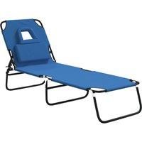 vidaXL Folding Sun Lounger Sunbed Blue Oxford Fabric and Powder-coated Steel