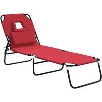 vidaXL Folding Sun Lounger Sunbed Red Oxford Fabric and Powder-coated Steel