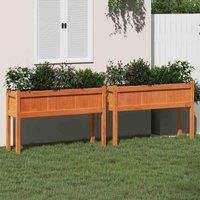 vidaXL Garden Planters with Legs - Set of 2, Wax Brown Solid Pine Wood Planting Boxes - Spacious, Rustic Style for Indoor/Outdoor Garden Decor