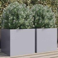 vidaXL Planters 2 pcs Silver 42x40x39 cm Galvanised Steel