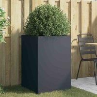 vidaXL Cold-rolled Steel Planter - Anthracite Rectangular Flower Box for Outdoor/Garden/Balcony/Patio, Sturdy Frame, 52x48x75cm