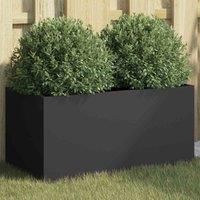 vidaXL Black Planter - Cold-Rolled Steel Rectangular Plant Box for Gardens/Patios 62x30x29 cm - Outdoor/Indoor Decorative Garden Container