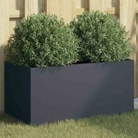 vidaXL Raised Garden Bed - Anthracite Rectangular Planter, Cold-Rolled Steel Outdoor/Indoor Flower Box 62x30x29 cm