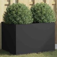 vidaXL Cold-Rolled Steel Planter - Black Rectangular Garden Planter/Flower Box 62x47x46cm for Patio, Balcony, Outdoor Decor