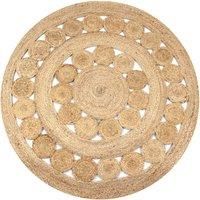 Area Rug Braided Design Jute 150 cm Round