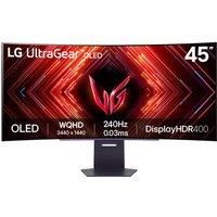 LG UltraGear Curved OLED Gaming Monitor 45GS95QE, 45 inch, 1440p, 240Hz, 0.03ms Response Time, HDR 10, NVIDIA G-Sync & AMD FreeSync compatible, Smart Energy Saving, DisplayPort, HDMI