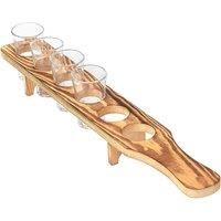 Wooden 6-Shot Glass Holder - Whiskey, Vodka, Tequila And More!