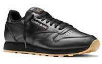 Reebok Boys Black Gum Classic Leather Trainers Shoes [49800] UK 3 EU 34.5