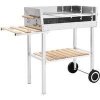 XXL Trolley Charcoal BBQ Grill Stainless Steel with 2 Shelves