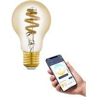 EGLO connect.z Smart Home E27 LED filament light bulb, A60, ZigBee, app and voice control, dimmable, white tunable light (warm – cool white), 360 lumen, 5 watt, vintage lightbulb amber