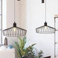 Eglo Winkworth Pendant Light, 2-Bulb Vintage Industrial Retro Pendant Light Made of Steel in Black, Dining Table Lamp, Living Room Lamp Hanging with E27 Socket