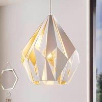 EGLO Pendant Lamp CARLTON 1, 1 Bulb Vintage Pendant Light, Retro Hanging Lamp Made of Steel, Colour: White, Honey Gold, Socket: E27, Ø 31 Cm (12.2")