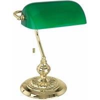 Eglo Banker Table Lamp  Brass & Green Glass