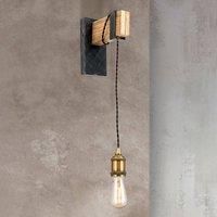 Cellar wall light made of wood, one-bulb