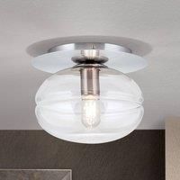 ORION Richard ceiling light, chrome metal, amber glass