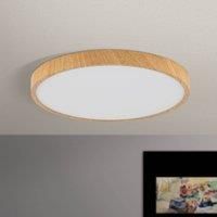 ORION Bully LED ceiling light with a wooden look, 28 cm