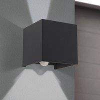 ORION LED outdoor wall light Cube-S, anthracite, metal, sensor