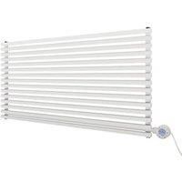 Ximax Gamba Satin White Horizontal Electric Designer Radiator, (W)1200mm X (H)590mm