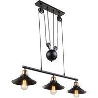 GLOBO Lenius Vintage 3 Light Ceiling Pendant Light Brass Gold Metal Black