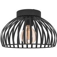 EGLO Ceiling light fixture Mogano 3, flush-mount ceiling lamp in monochrome design, black metal living room and hallway lighting, E27 socket, Ø 11 in