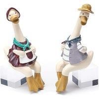 Sitting Couple Duck Garden Statues