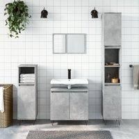 3 Piece Bathroom Cabinet Set Concrete Grey Engineered Wood