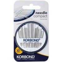 30 Piece NEEDLE COMPACT by Korbond – Needle Assortment for a multitude of hand sewing, mending and crafting; selection of Sharps, Betweens Tapestry & Darning Needles