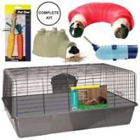 Pet One Small Animal Starter Kit Cage with Feeder Chews Water Bottle Tunnel Hide