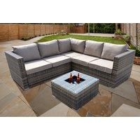 5 Seater Rattan Corner Patio Sofa Set With Table In Grey And Brown Options