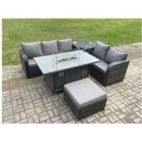 Pe Rattan Lounge Sofa Set With Firepit