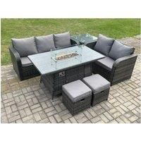 Rattan Garden Set With Fire Pit & Sofa