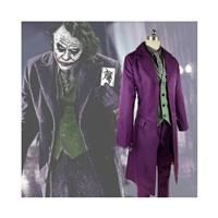 (High-quality Heath Ledger Cosplay Suit Halloween Mens Movie The Dark Knight Joker Costume Purple Jacket Full Sets) High-quality Heath Ledger Cosplay