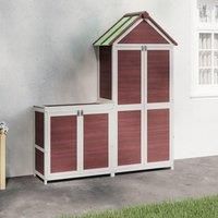 2 Piece Garden Tool Shed Set Mocha Solid Wood Pine