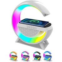 Wireless Charger Alarm Clock With Atmosphere Rgb Light Bluetooth Speaker Wireless Charging Station Gift