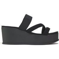 Women'S Open Toe Slip-On Platform Heel Sandals - Black