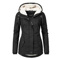 (Waterproof Warm Hooded Winter Coat Thickend Fleece Lined Cotton Coat For Women-yujia) Waterproof Warm Hooded Winter Coat Thickend Fleece Lined Cotton