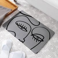 Eyelashes Grey Stone Non Slip Bath Mat