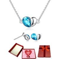 Necklace Earrings Set +Valentine Box - Silver