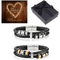 Men'S Leather Bracelet+Valentine Box - Silver