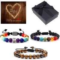 Chakra Stone Bracelet+Valentine Box - Silver