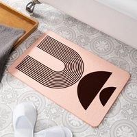 Abstract Half Moons Pink Stone Non Slip Bath Mat