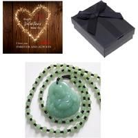 Jade Green Necklace-Buddha+Valentine Box