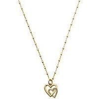 Chlobo Gold Delicate Cube Chain Interlocking Love Heart Necklace