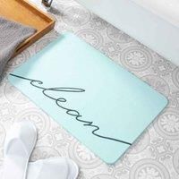 Clean Scribble Aqua Blue Stone Non Slip Bath Mat