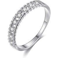 Twisted Band Crystal Ring - Silver