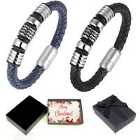 Men'S Bracelet Leather + Xmas Box - Black