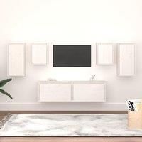 TV Cabinets 6 pcs White Solid Wood Pine