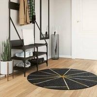 Rug Washable Black and Gold 120 cm Anti Slip